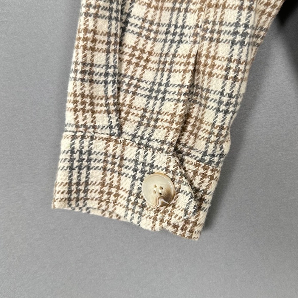 Bohme Plaid Button Down Shacket Jacket Brown Cream Small C91193A - Picture 9 of 9